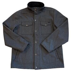 Woolrich Field Coat Mens Size Large Gray Wool Blend Hideaway Hood Outdoor Winter